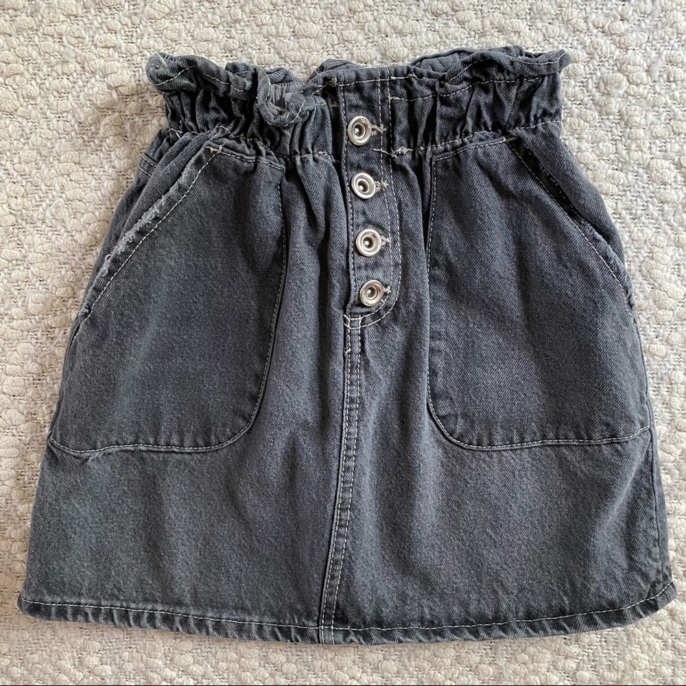 Zara Girls Black Wash Denim Skirt